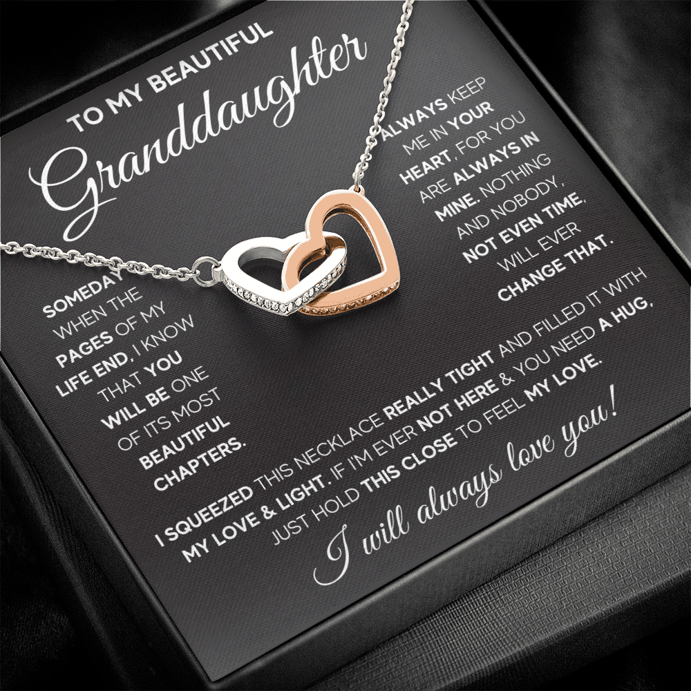 Granddaughter gifts from grandma jewelry from grandpa birthday gift for my granddaughter Interlocking Necklace with Message Card and Gift Box - ON CLOUD NINE GIFTS
