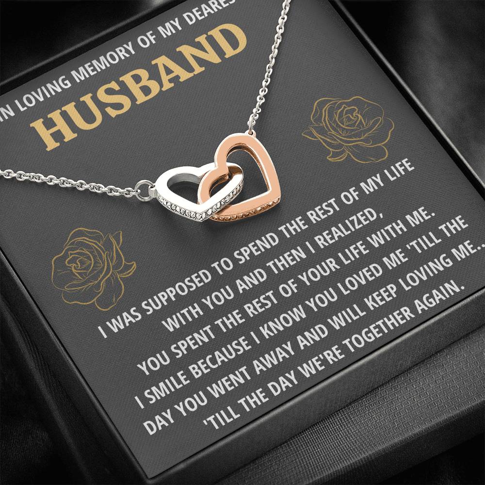TO MY HUSBAND "LIFE - GOLDEN" REMEMBRANCE INTERLOCKING HEARTS NECKLACE GIFT SET - ON CLOUD NINE GIFTS
