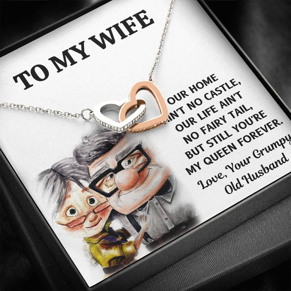 TO MY WIFE "CASTLE - UP" INTERLOCKING HEARTS NECKLACE GIFT SET - ON CLOUD NINE GIFTS