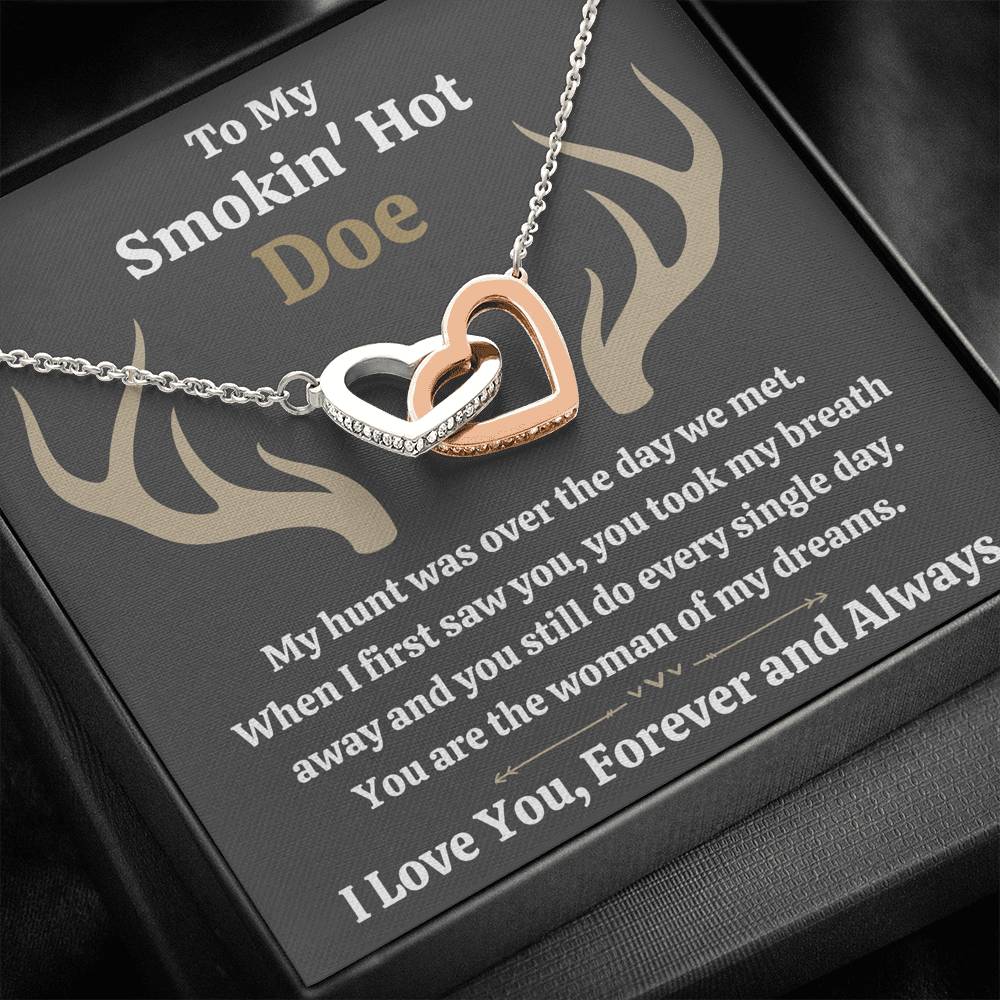 TO MY SMOKIN HOT DOE "DREAMS - DARK" INTERLOCKING HEARTS NECKLACE GIFT SET - ON CLOUD NINE GIFTS