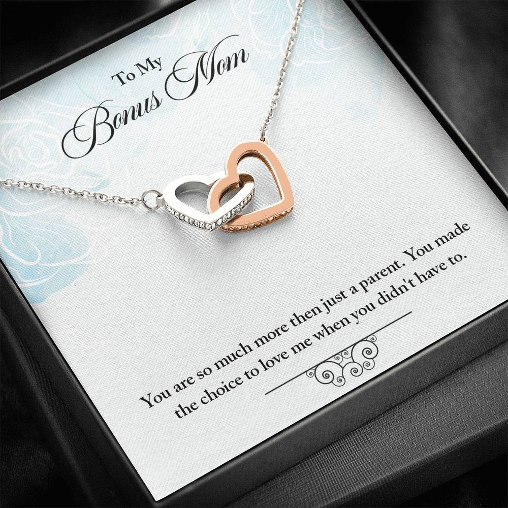 TO MY BONUS MOM "CHOICE-SO" INTERLOCKING HEARTS NECKLACE GIFT SET - ON CLOUD NINE GIFTS