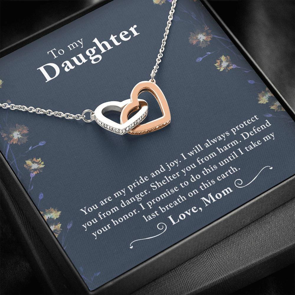 TO MY DAUGHTER "LAST BREATH" INTERLOCKING HEARTS NECKLACE GIFT SET - ON CLOUD NINE GIFTS