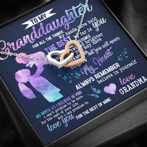 TO MY GRANDDAUGHTER "MY LAP" INTERLOCKING HEARTS NECKLACE GIFT SET - ON CLOUD NINE GIFTS