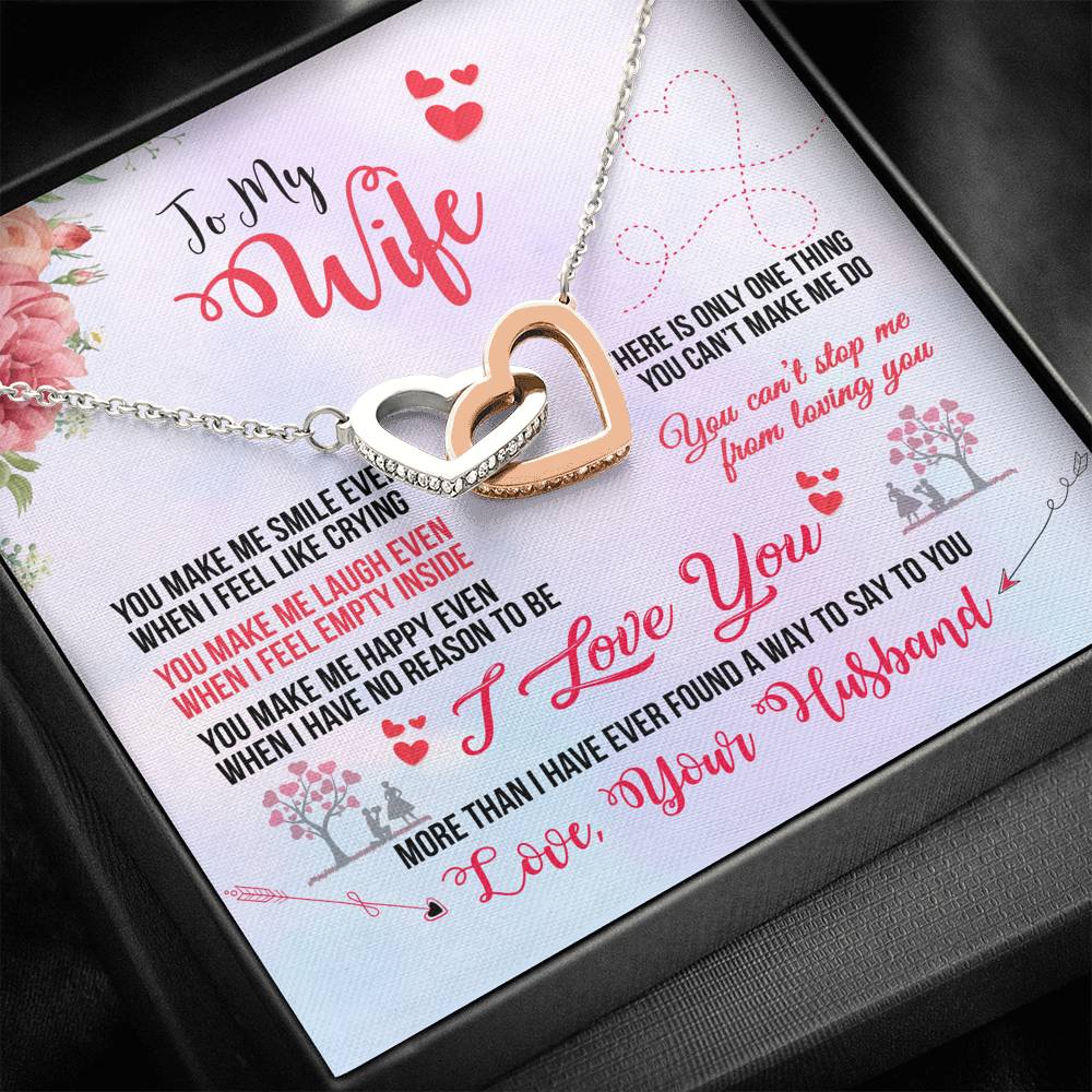 TO MY WIFE "EVEN WHEN" INTERLOCKING HEARTS NECKLACE GIFT SET - ON CLOUD NINE GIFTS