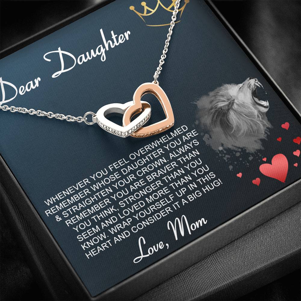 DEAR DAUGHTER "CROWN" INTERLOCKING HEARTS NECKLACE GIFT SET - ON CLOUD NINE GIFTS