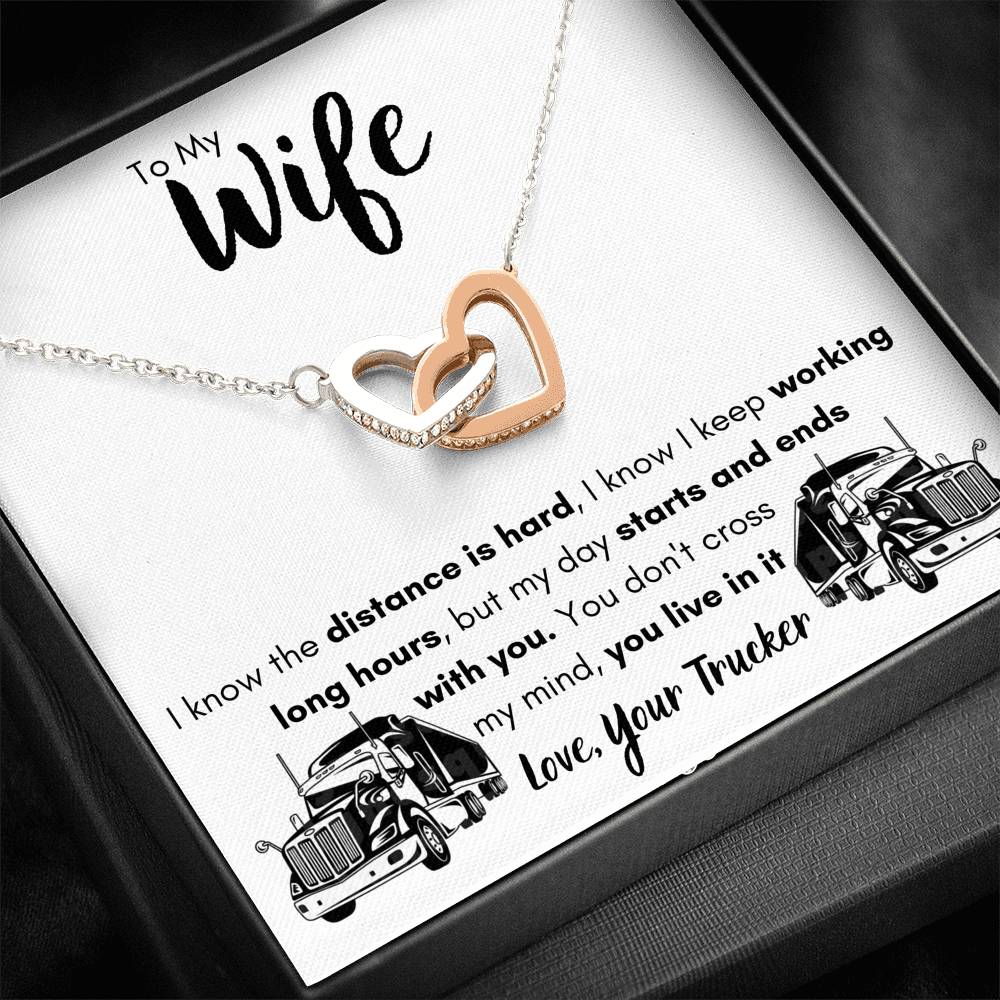 TO MY WIFE "LOVE, YOUR TRUCKER" INTERLOCKING NECKLACE GIFT SET - ON CLOUD NINE GIFTS