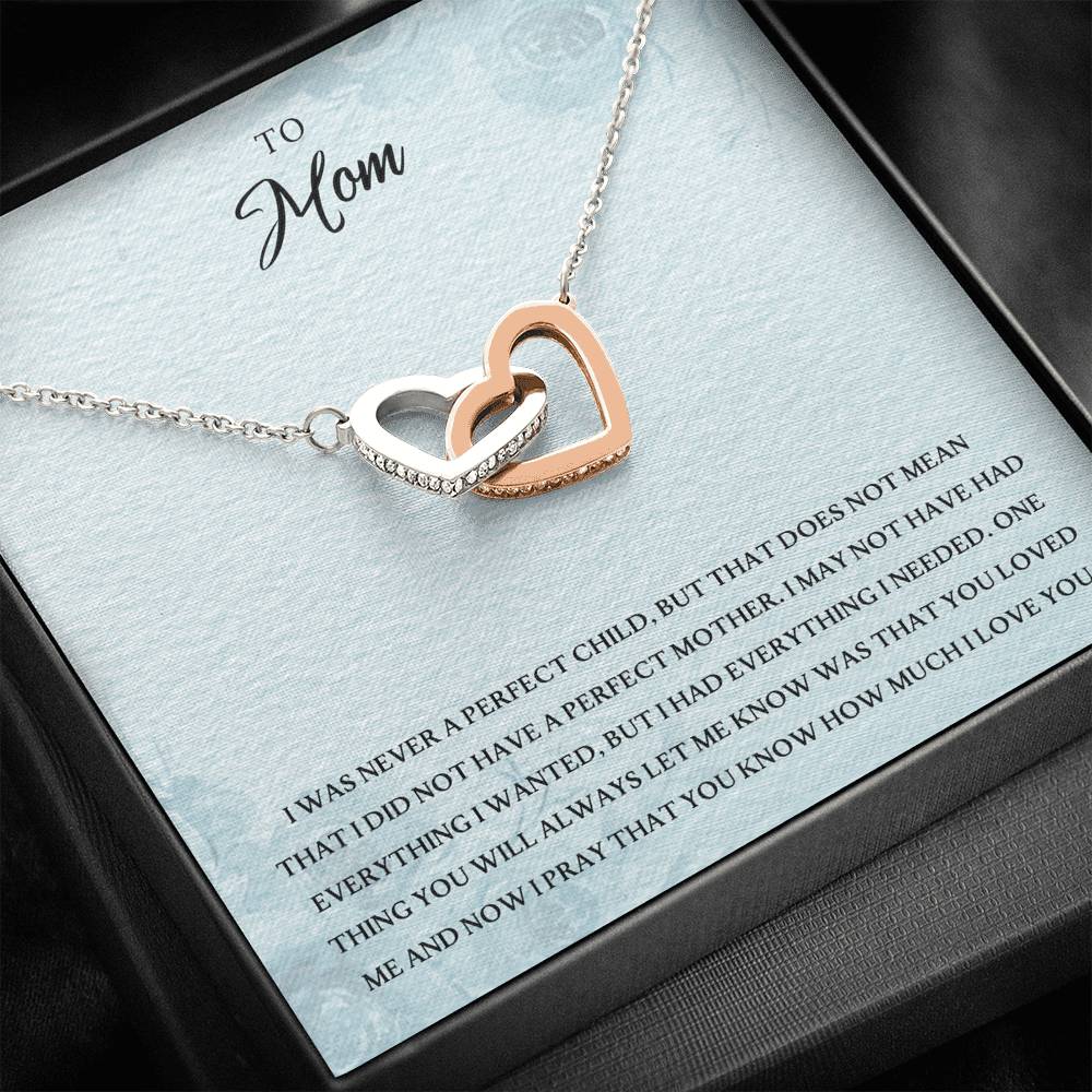 TO MY MOM "EVERYTHING I NEEDED PB" INTERLOCKING HEARTS NECKLACE GIFT SET - ON CLOUD NINE GIFTS