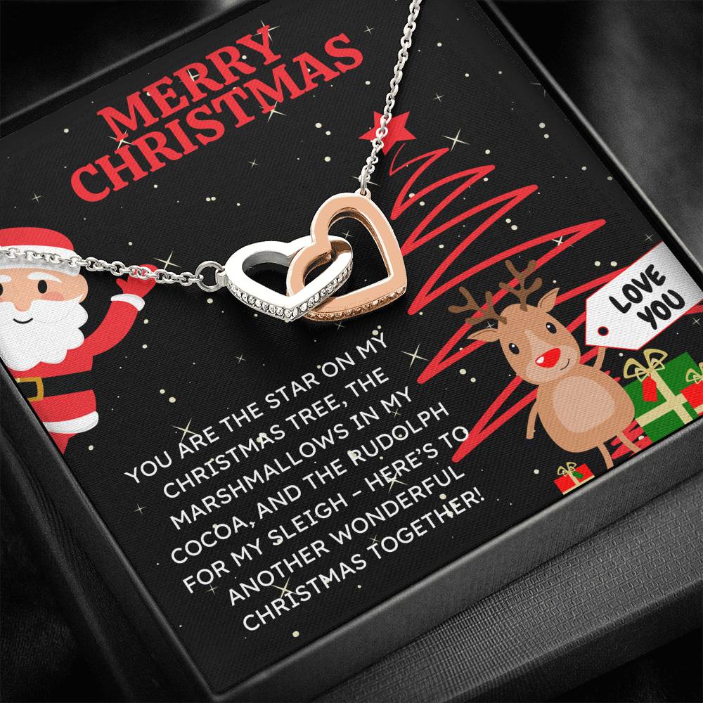 MERRY CHRISTMAS "SANTA CLAUS" INTERLOCKING HEARTS NECKLACE GIFT SET - ON CLOUD NINE GIFTS