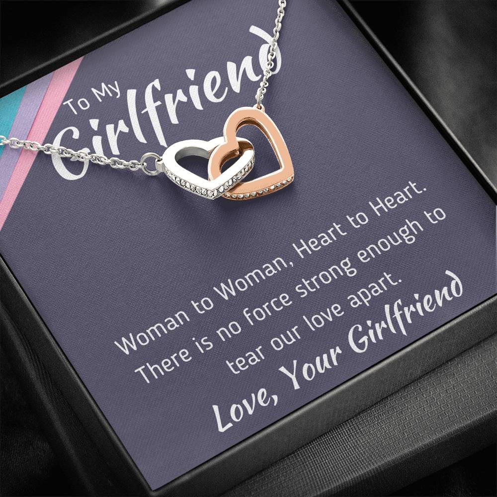 TO MY GIRLFRIEND "WOMAN TO WOMAN" INTERLOCKING NECKLACE GIFT SET - ON CLOUD NINE GIFTS
