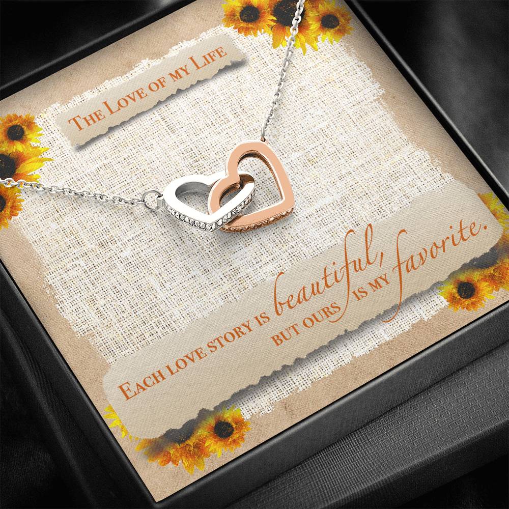 TO THE LOVE OF MY LIFE "SUNFLOWER" INTERLOCKING HEARTS NECKLACE GIFT SET - ON CLOUD NINE GIFTS