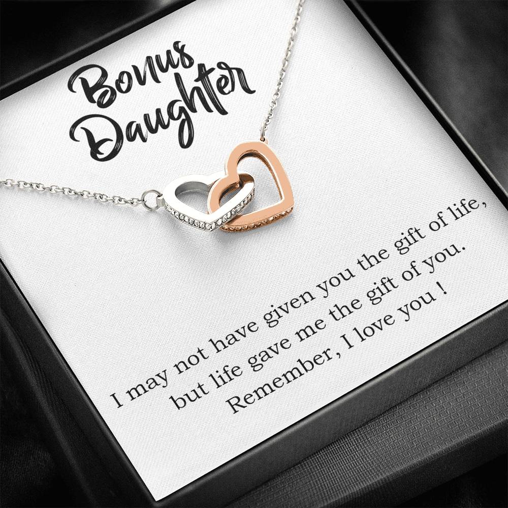 BONUS DAUGHTER "THE GIFT OF YOU" INTERLOCKING HEARTS NECKLACE GIFT SET - ON CLOUD NINE GIFTS