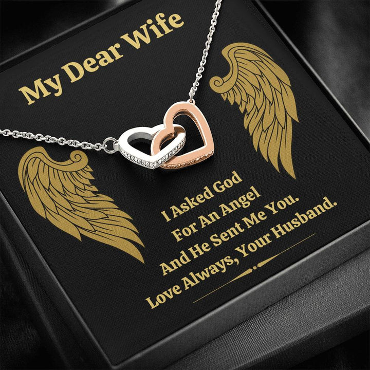 DEAR WIFE "ANGEL" INTERLOCKING HEARTS NECKLACE GIFT SET - ON CLOUD NINE GIFTS