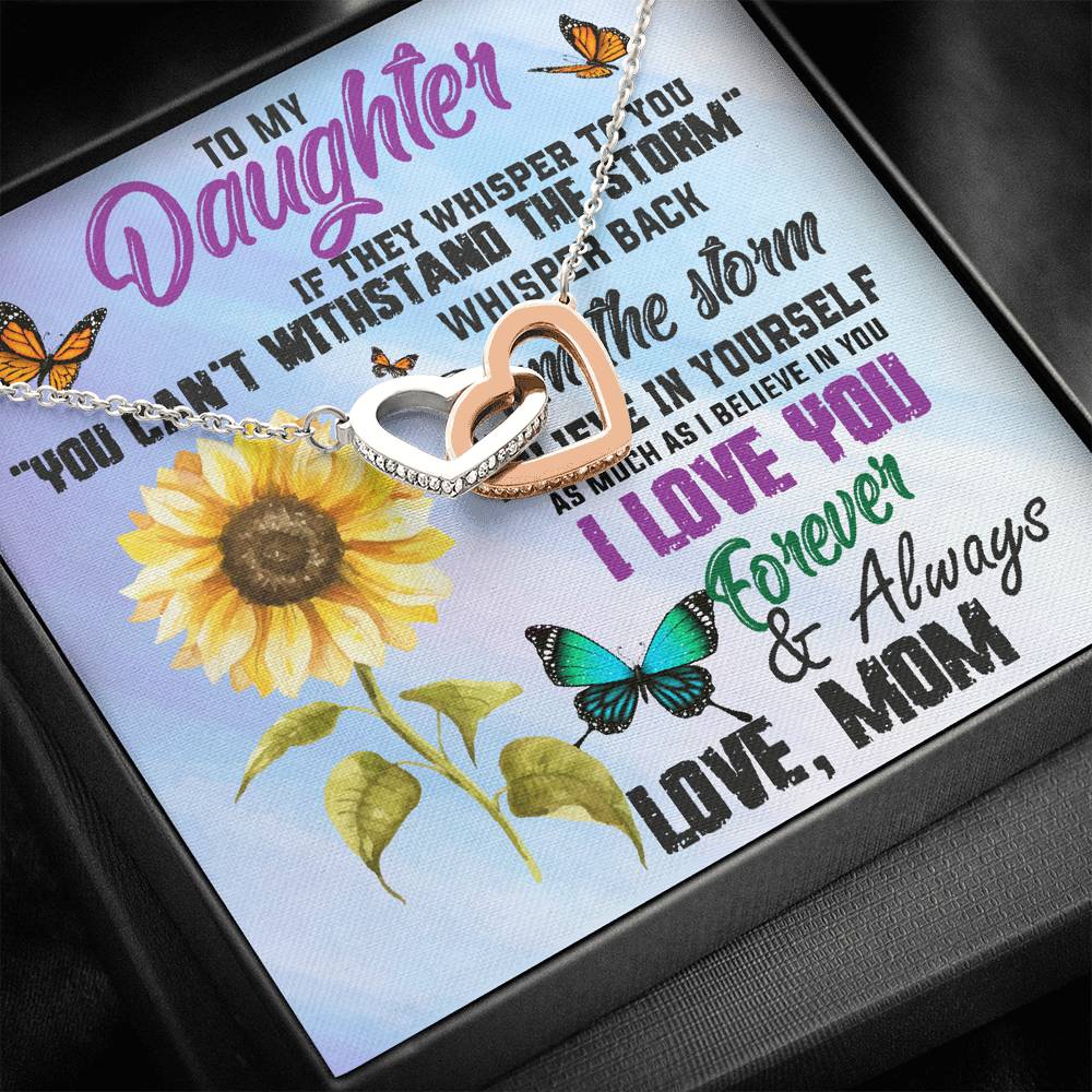 TO MY DAUGHTER "WHISPER" INTERLOCKING HEARTS NECKLACE GIFT SET - ON CLOUD NINE GIFTS