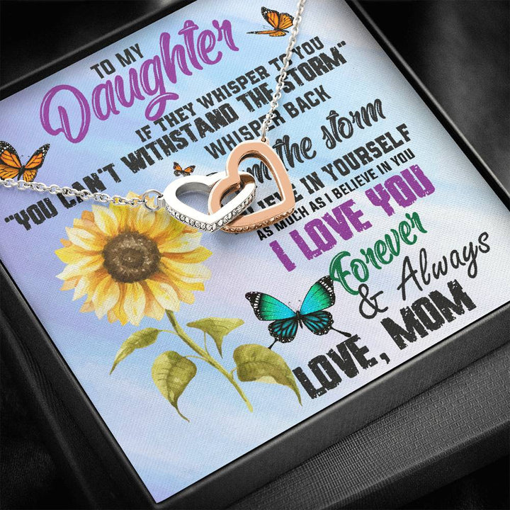TO MY DAUGHTER "WHISPER" INTERLOCKING HEARTS NECKLACE GIFT SET - ON CLOUD NINE GIFTS