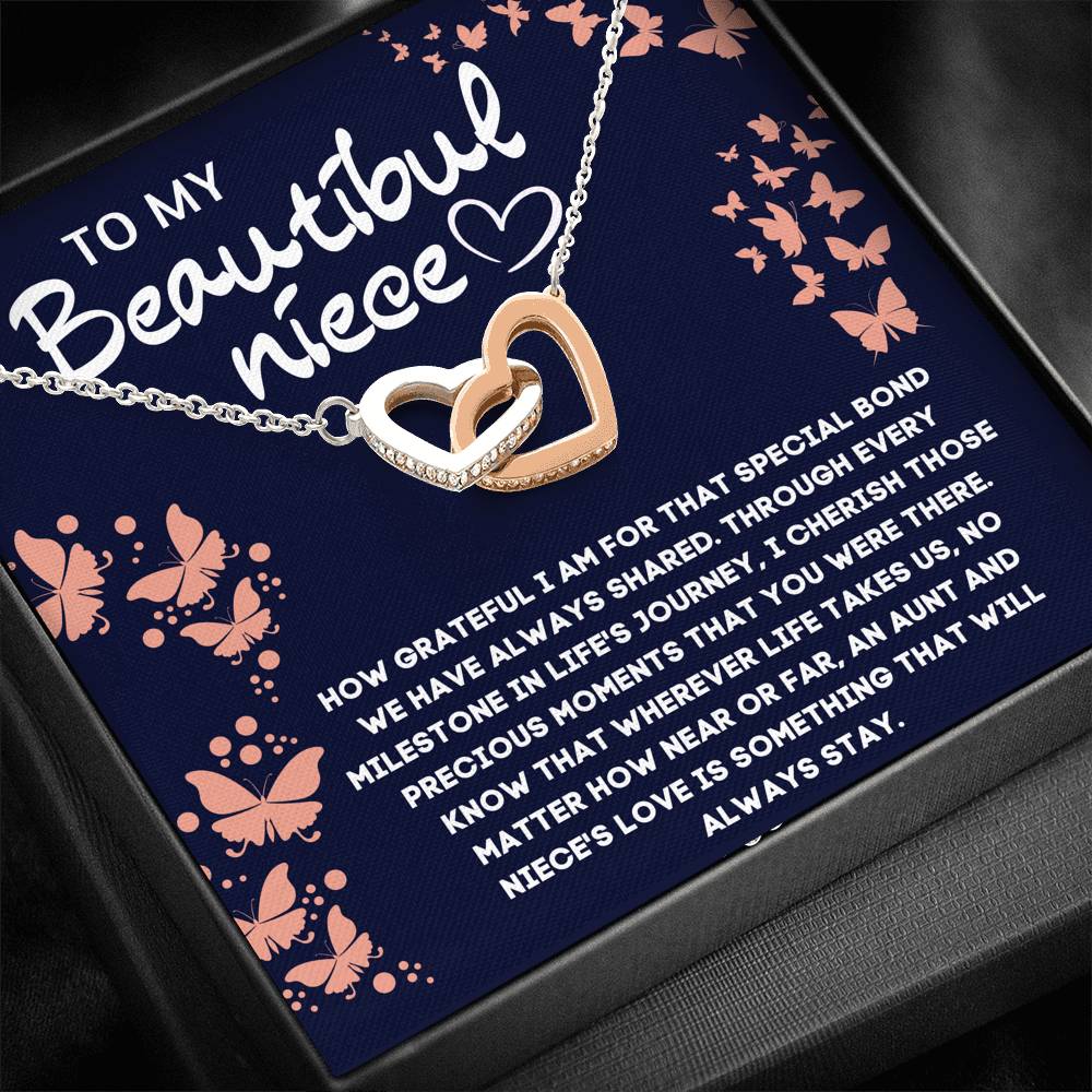 TO MY BEAUTIFUL NIECE INTERLOCKING HEART NECKLACE GIFT SET - ON CLOUD NINE GIFTS