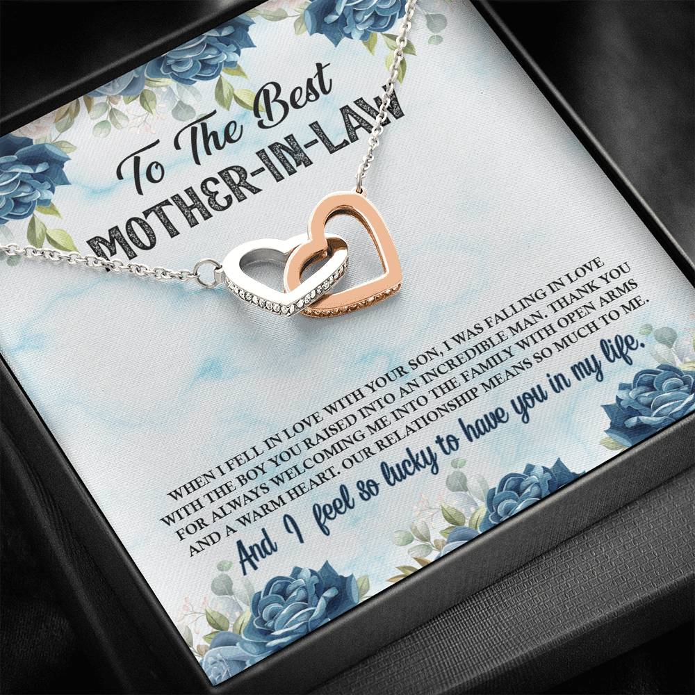 TO MY MOTHER IN LAW "LUCKY-SO" INTERLOCKING HEARTS NECKLACE GIFT SET - ON CLOUD NINE GIFTS