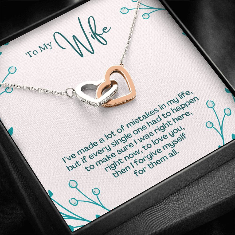 TO MY WIFE "MISTAKES - SO" INTERLOCKING HEARTS NECKLACE GIFT SET - ON CLOUD NINE GIFTS
