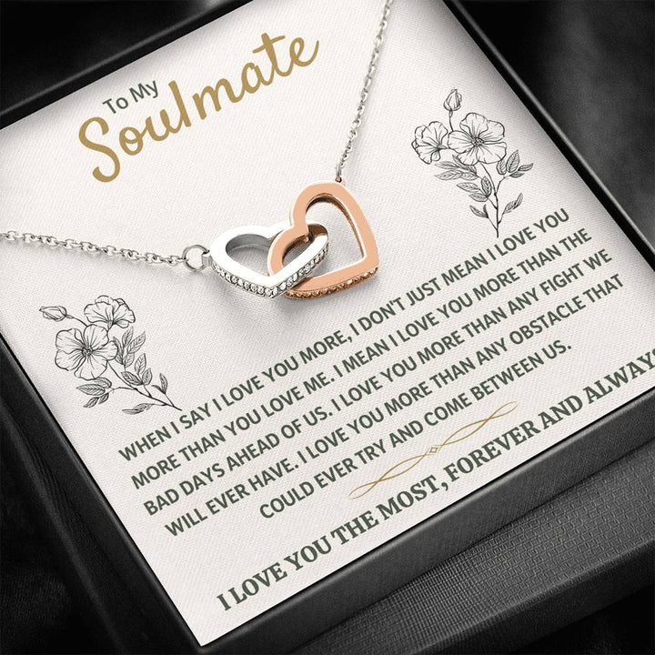 TO MY SOULMATE "THE MOST - GOLDEN" INTERLOCKING HEARTS NECKLACE GIFT SET - ON CLOUD NINE GIFTS