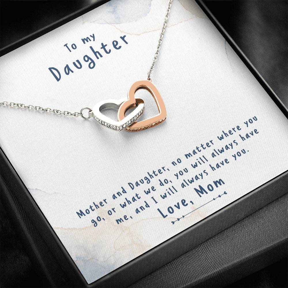 TO MY DAUGHTER "NO MATTER" INTERLOCKING HEARTS NECKLACE GIFT SET - ON CLOUD NINE GIFTS