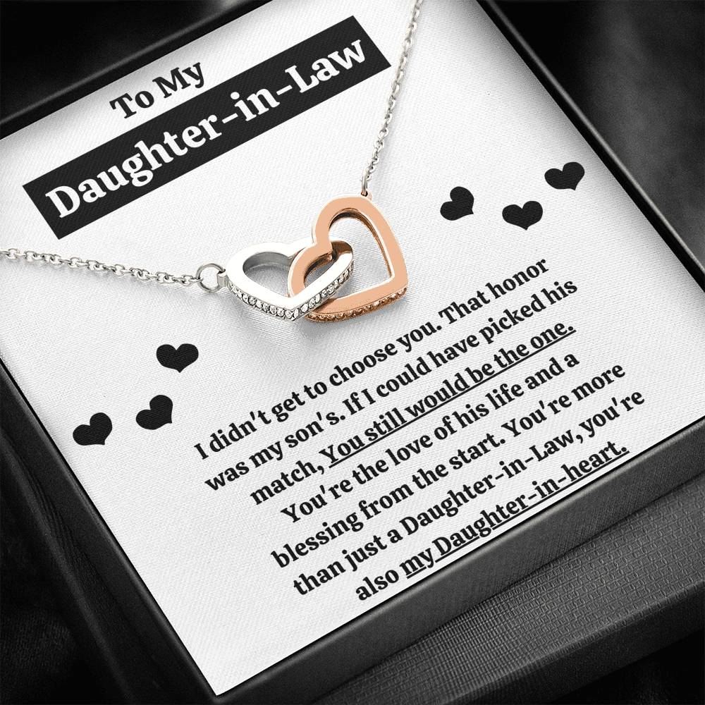 TO MY DAUGHTER-IN-LAW "BLESSING FROM THE START" INTERLOCKING HEARTS NECKLACE GIFT SET - ON CLOUD NINE GIFTS