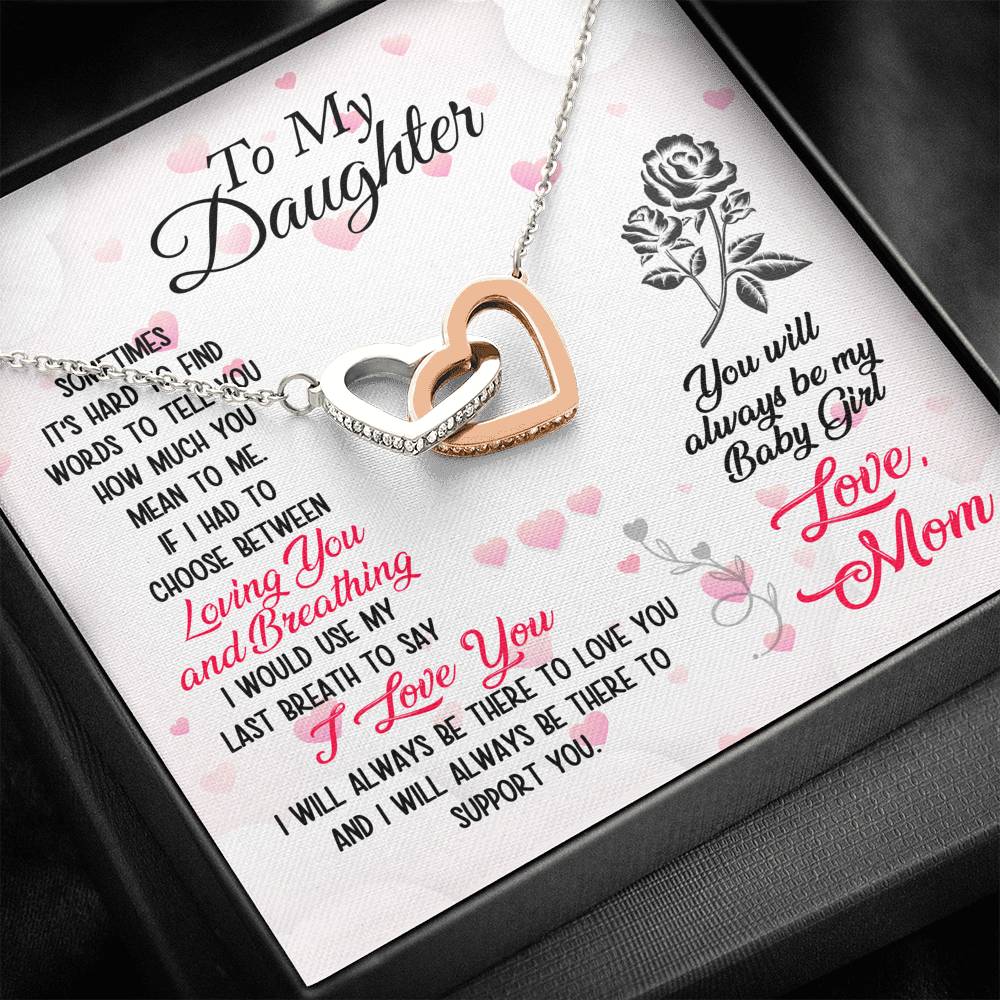 TO MY DAUGHTER "BREATHING" INTERLOCKING HEARTS NECKLACE GIFT SET - ON CLOUD NINE GIFTS