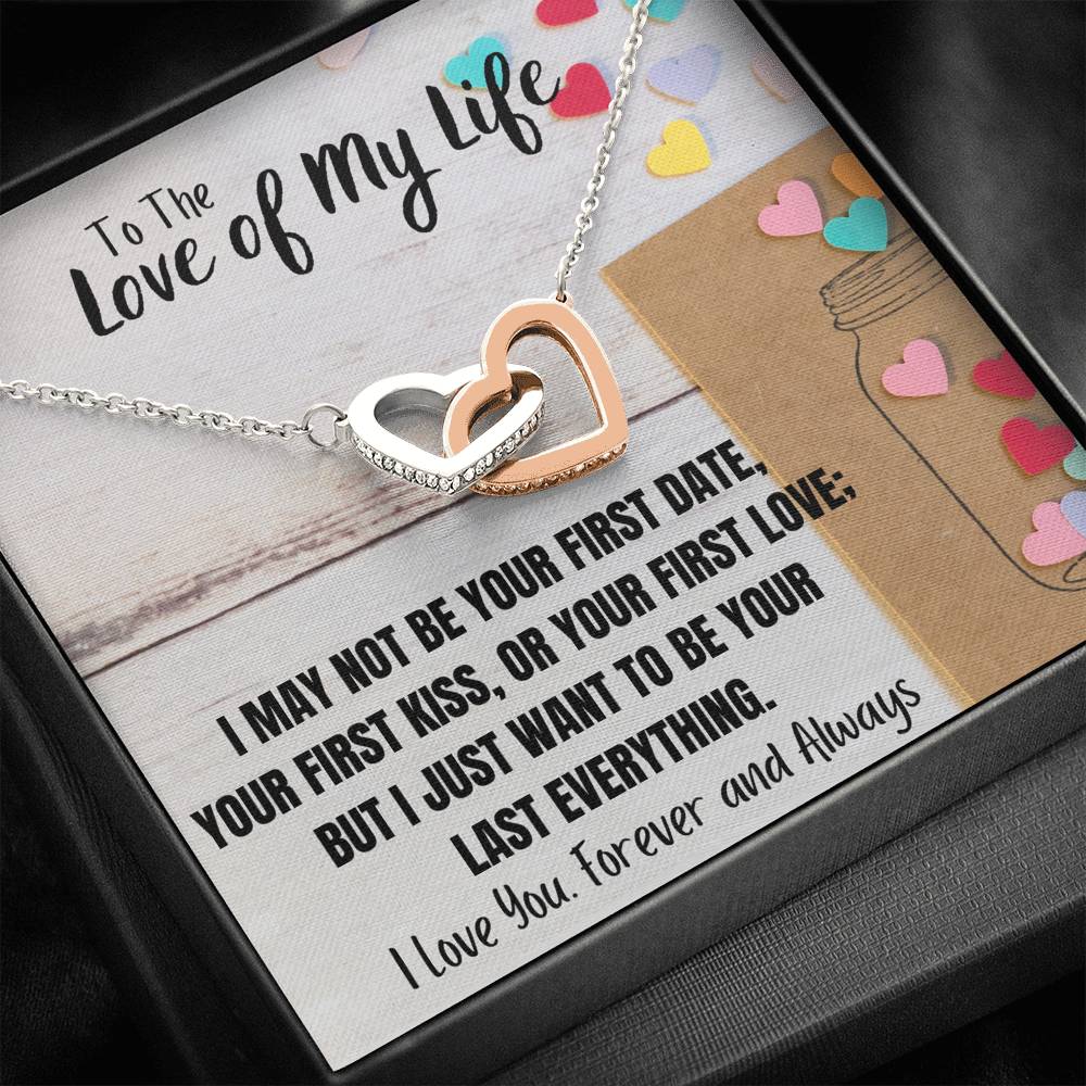 TO THE LOVE OF MY LIFE "LAST EVERYTHING" INTERLOCKING HEARTS NECKLACE GIFT SET - ON CLOUD NINE GIFTS