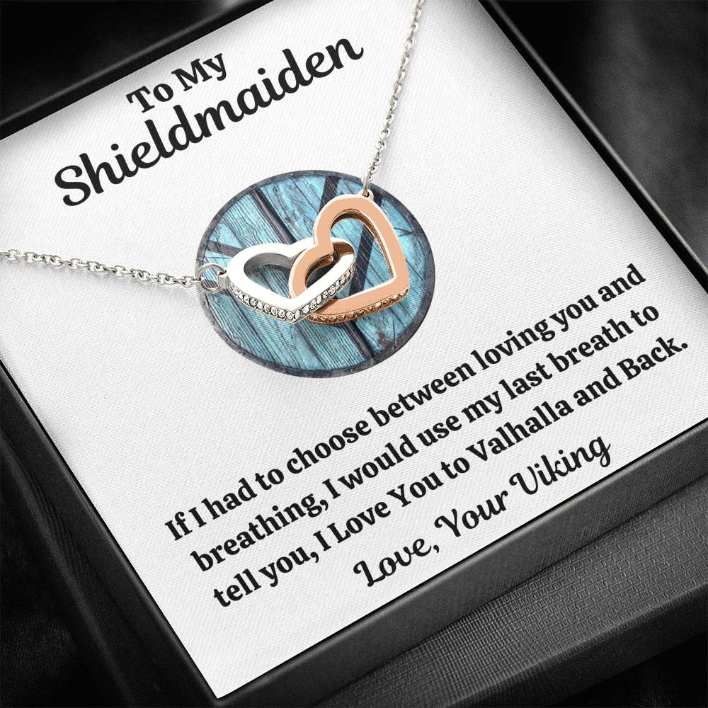 TO MY SHIELDMAIDEN "BREATHING - BLUE" INTERLOCKING HEARTS NECKLACE GIFT SET - ON CLOUD NINE GIFTS