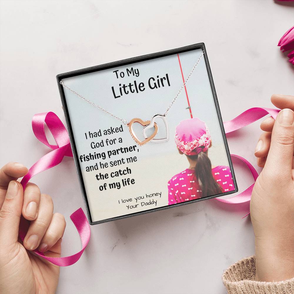 TO MY LITTLE GIRL FISHING PARTNER INTERLOCKING NECKLACE - ON CLOUD NINE GIFTS