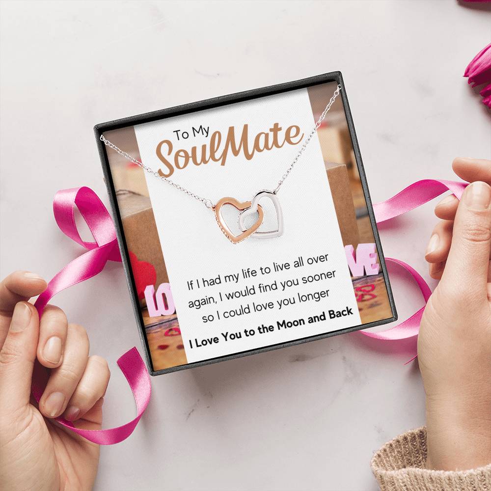 TO MY SOULMATE "LOVE YOU LONGER" INTERLOCKING NECKLACE GIFT SET - ON CLOUD NINE GIFTS
