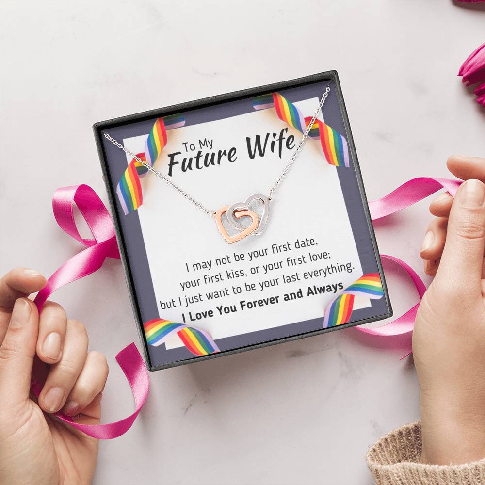 TO MY FUTURE WIFE LGBTQ INTERLOCKING HEARTS NECKLACE GIFT SET - ON CLOUD NINE GIFTS