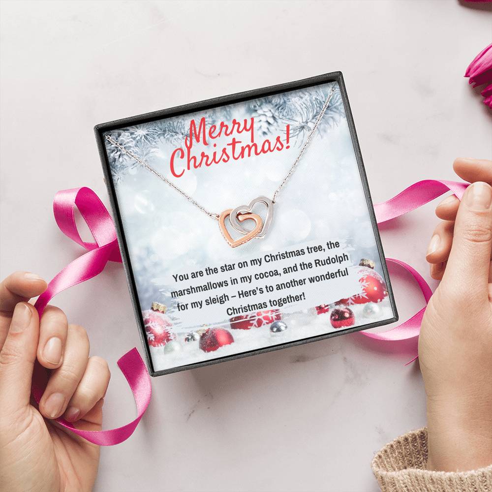 MERRY CHRISTMAS INTERLOCKING HEARTS NECKLACE GIFT SET - ON CLOUD NINE GIFTS