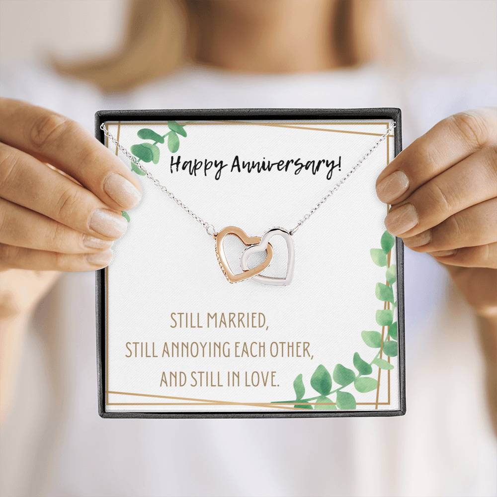 HAPPY ANNIVERSARY INTERLOCKING NECKLACE | MESSAGE CARD | GIFT BOX - ON CLOUD NINE GIFTS