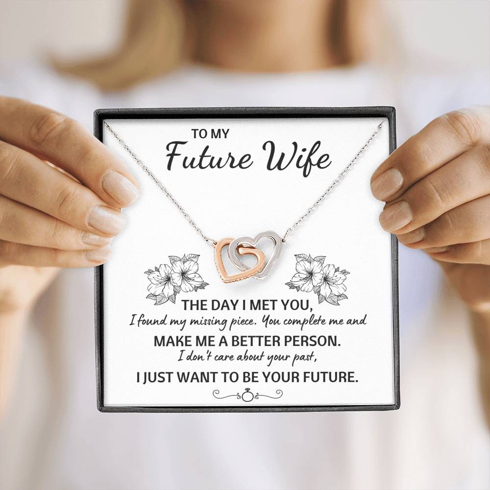 TO MY FUTURE WIFE "YOUR FUTURE" INTERLOCKING HEARTS NECKLACE GIFT SET - ON CLOUD NINE GIFTS