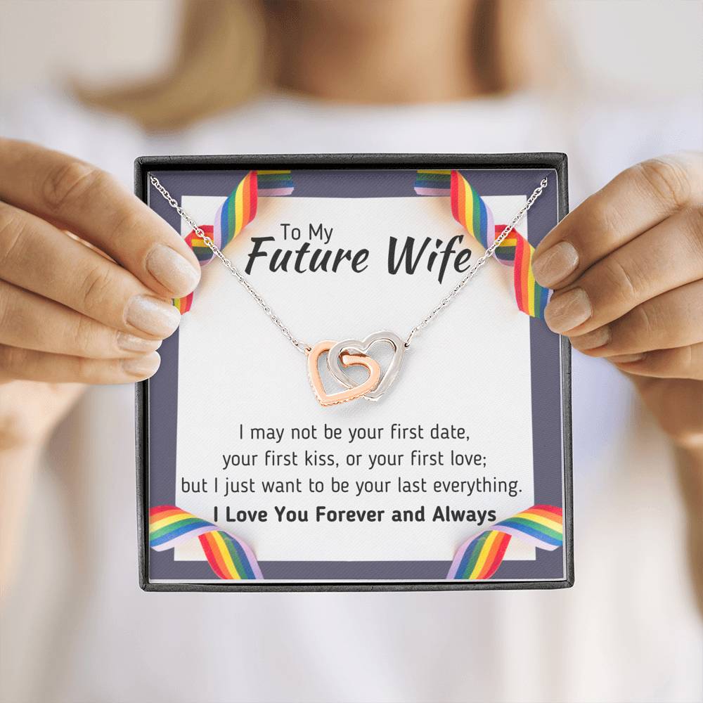 TO MY FUTURE WIFE LGBTQ INTERLOCKING HEARTS NECKLACE GIFT SET - ON CLOUD NINE GIFTS
