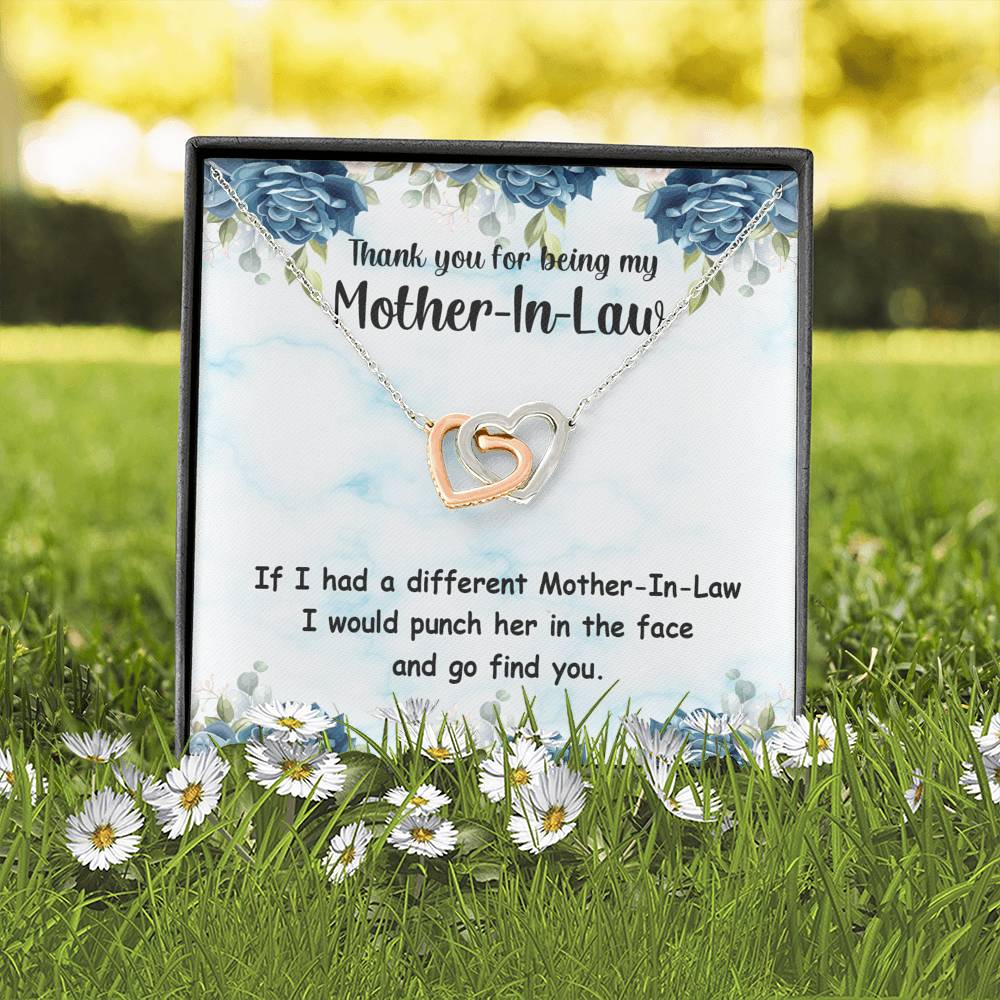 TO MY MOTHER IN LAW "PUNCH-SO" INTERLOCKING HEARTS NECKLACE GIFT SET - ON CLOUD NINE GIFTS