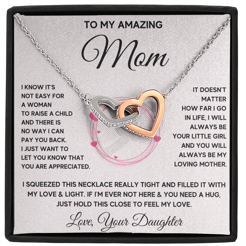 Mother daughter necklace jewelry birthday mothers day gifts from daughter to my mom Interlocking Necklace with Message Card and Gift Box - ON CLOUD NINE GIFTS