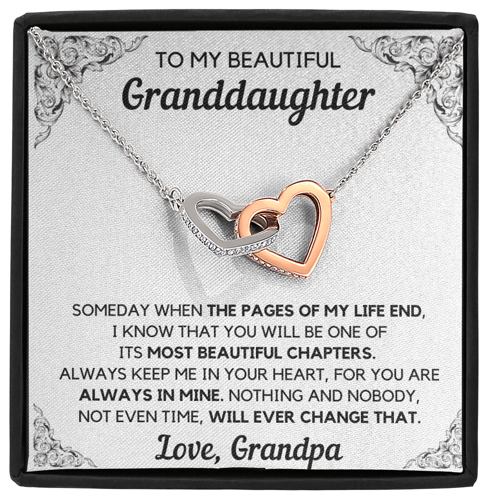 Graduation gift for granddaughter necklace from grandma and grandfather birthday gift Interlocking Necklace with Message Card and Gift Box - ON CLOUD NINE GIFTS