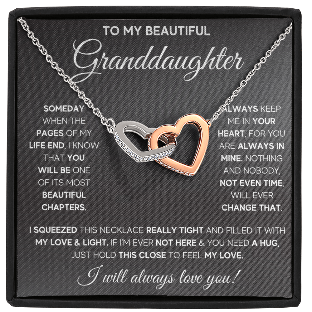 Granddaughter gifts from grandma jewelry from grandpa birthday gift for my granddaughter Interlocking Necklace with Message Card and Gift Box - ON CLOUD NINE GIFTS