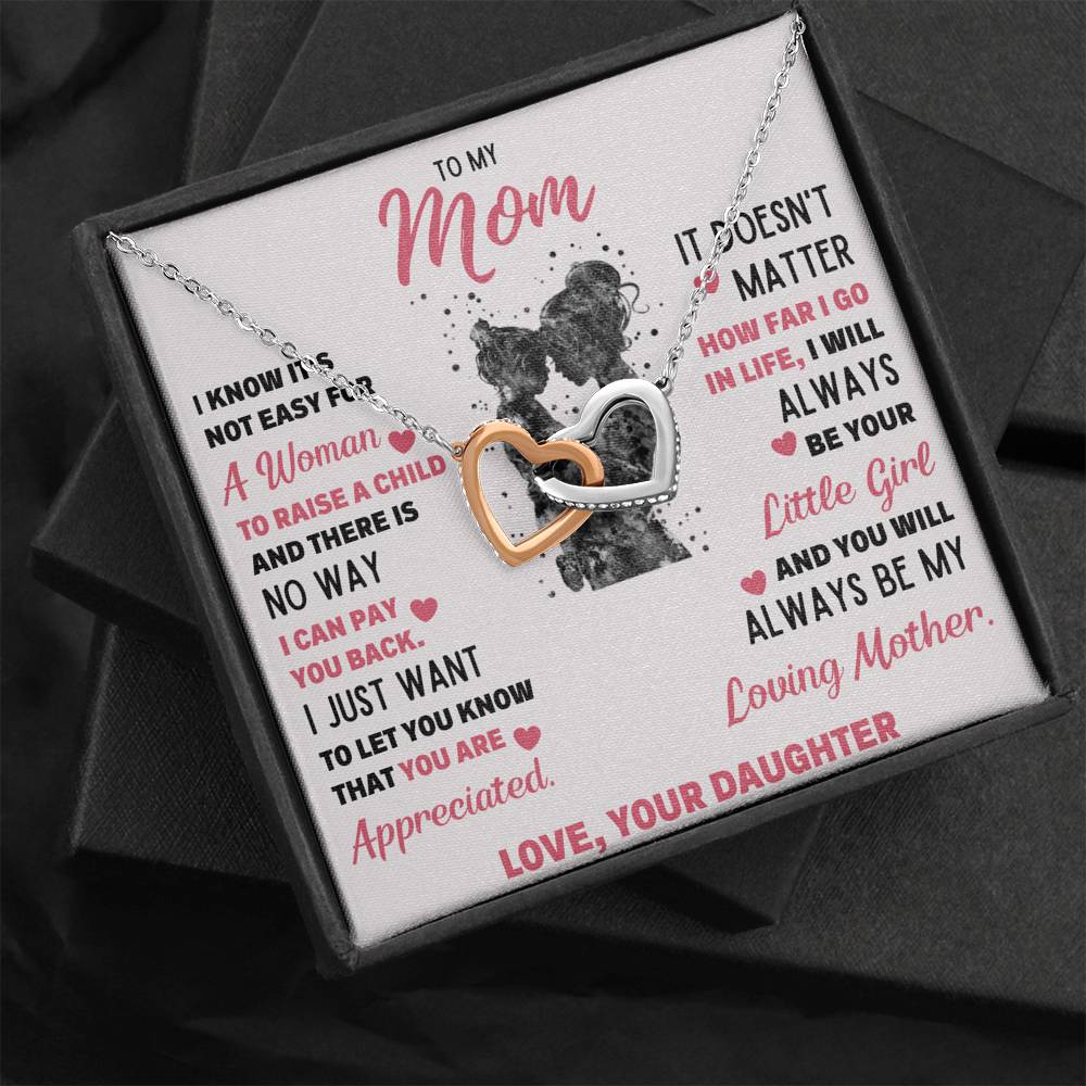 TO MY MOM LITTLE GIRL INTERLOCKING NECKLACE GIFT SET - ON CLOUD NINE GIFTS