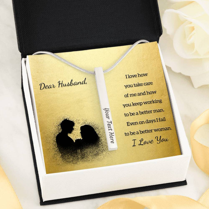 TO MY HUSBAND "WORKING-PB" 2 SIDED BAR NECKLACE GIFT SET - ON CLOUD NINE GIFTS