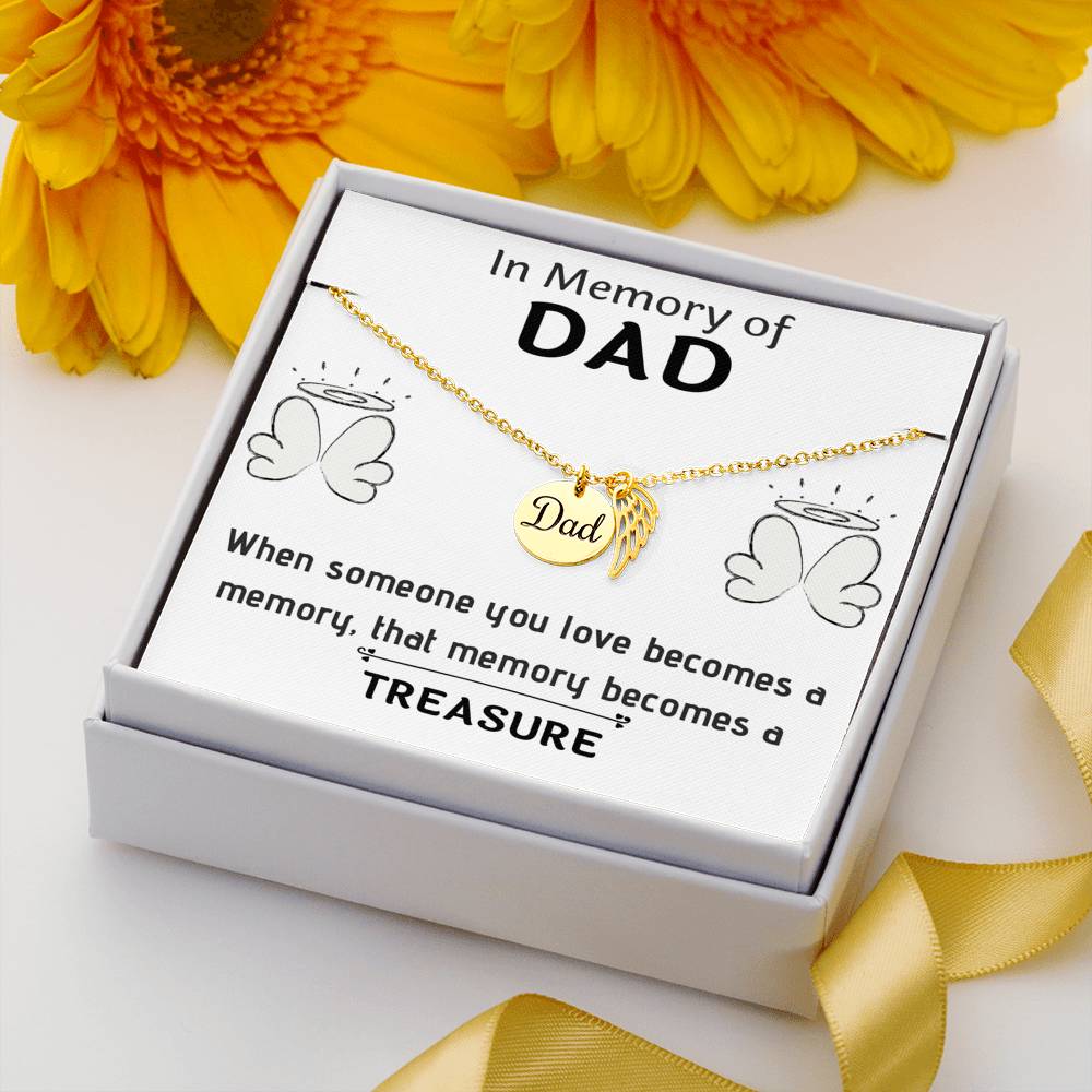 IN MEMORY OF DAD MEMORIAL NECKLACE | MESSAGE CARD | GIFT BOX - ON CLOUD NINE GIFTS