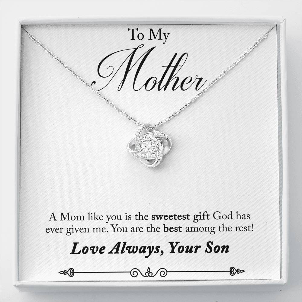 TO MY MOTHER "AMONG THE REST - SO" LOVE KNOT NECKLACE GIFT SET - ON CLOUD NINE GIFTS