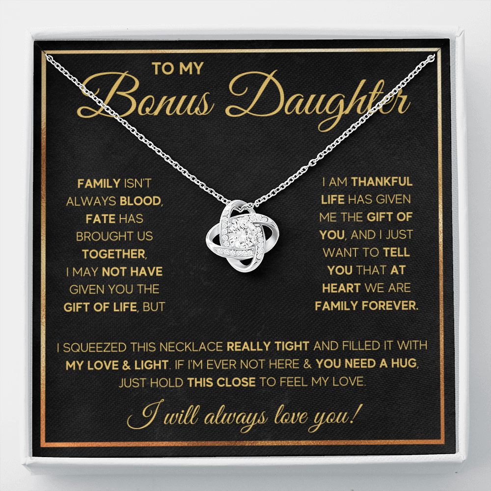 To my bonus daughter necklace, bonus daughter necklace from stepdad, step daughter necklace, step daughter from mom - ON CLOUD NINE GIFTS