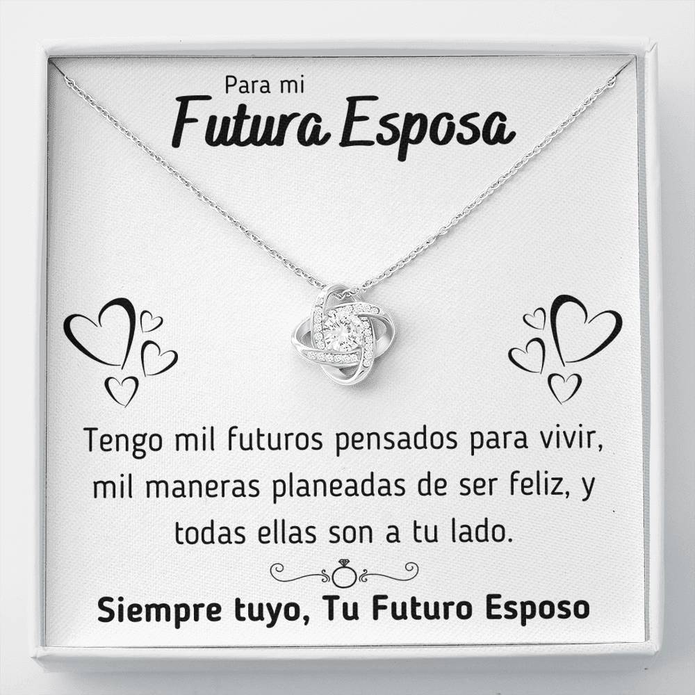 PARA MI FUTURA ESPOSA "MIL MANERAS" LOVE KNOT NECKLACE GIFT SET - ON CLOUD NINE GIFTS