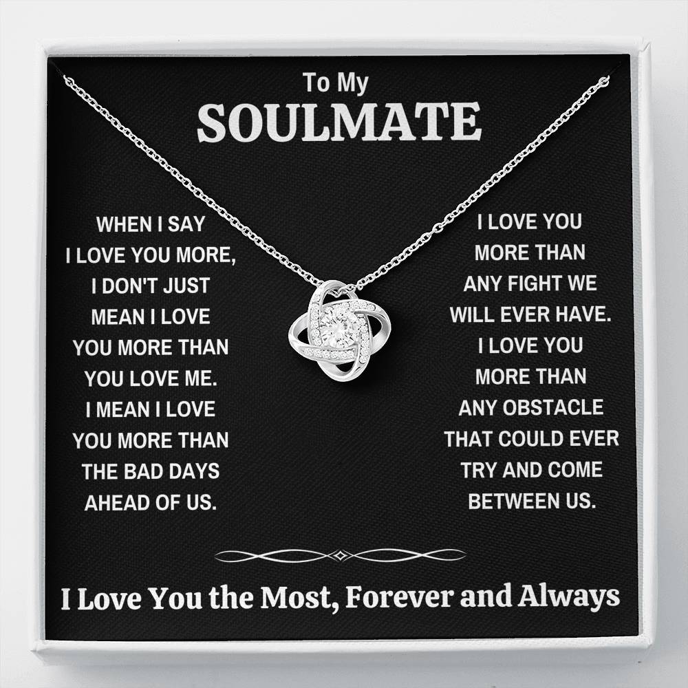 TO MY SOULMATE "THE MOST - DARK" LOVE KNOT NECKLACE GIFT SET - ON CLOUD NINE GIFTS