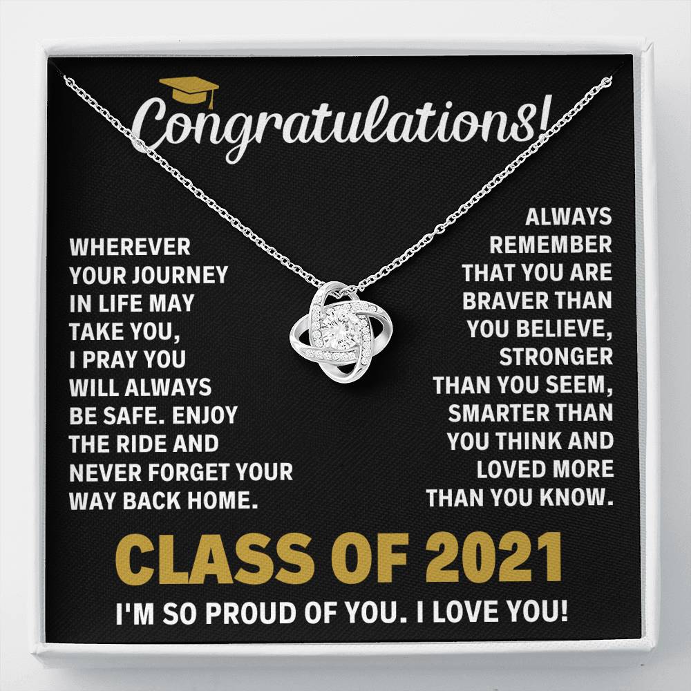 CLASS OF 2021 BRAVER LOVE KNOT NECKLACE GIFT SET - ON CLOUD NINE GIFTS
