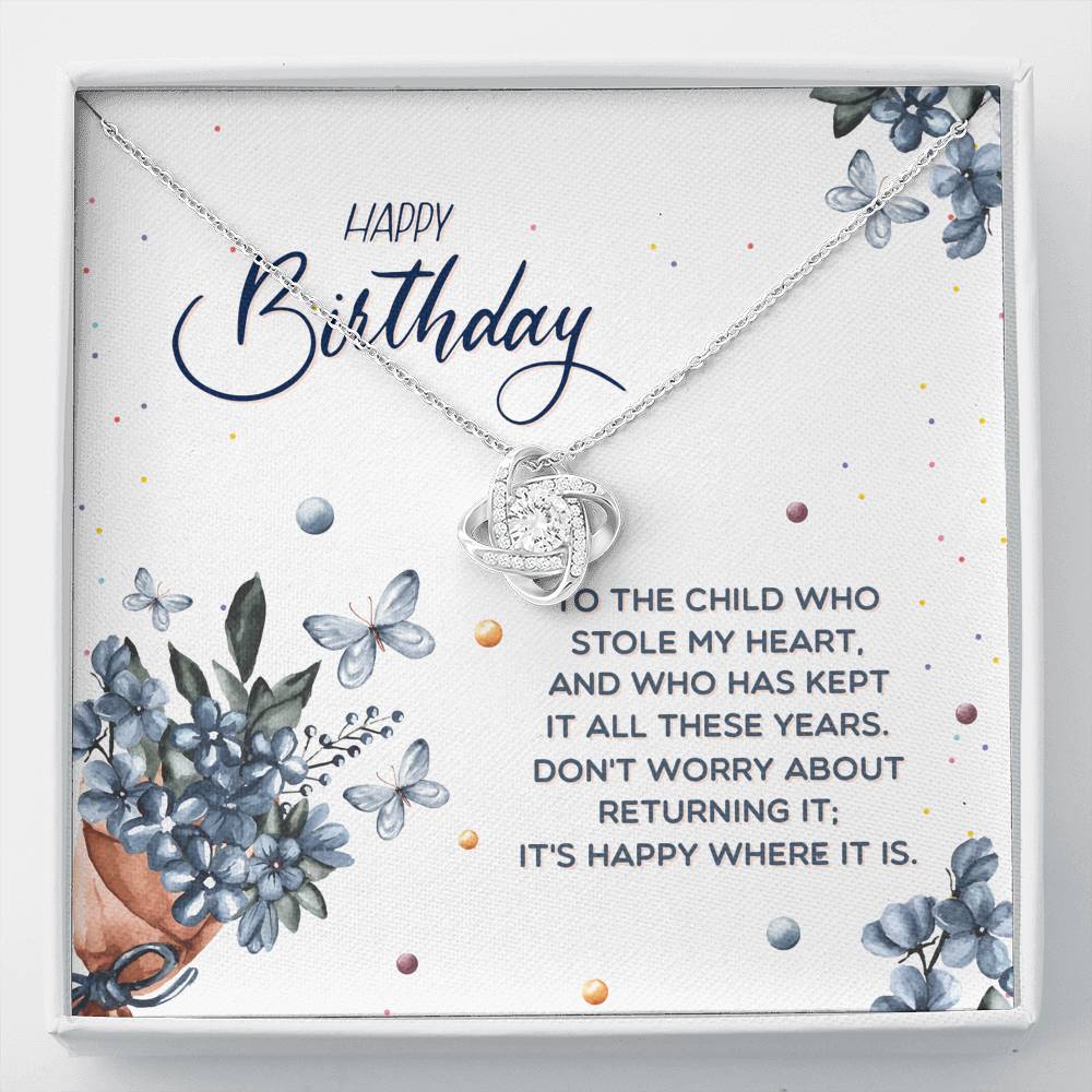 TO MY DAUGHTER "STOLE MY HEART" LOVE KNOT NECKLACE BIRTHDAY GIFT SET - ON CLOUD NINE GIFTS