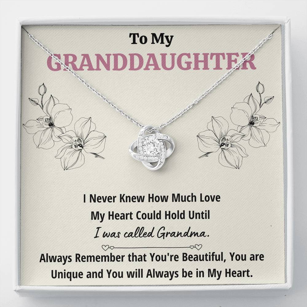 TO MY GRANDDAUGHTER "CALLED GRANDMA" LOVE KNOT NECKLACE GIFT SET - ON CLOUD NINE GIFTS