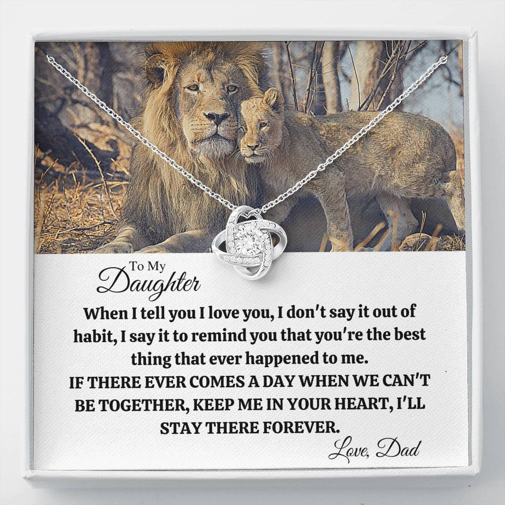 TO MY DAUGHTER "OUT OF HABIT - LION" LOVE KNOT NECKLACE GIFT SET - ON CLOUD NINE GIFTS