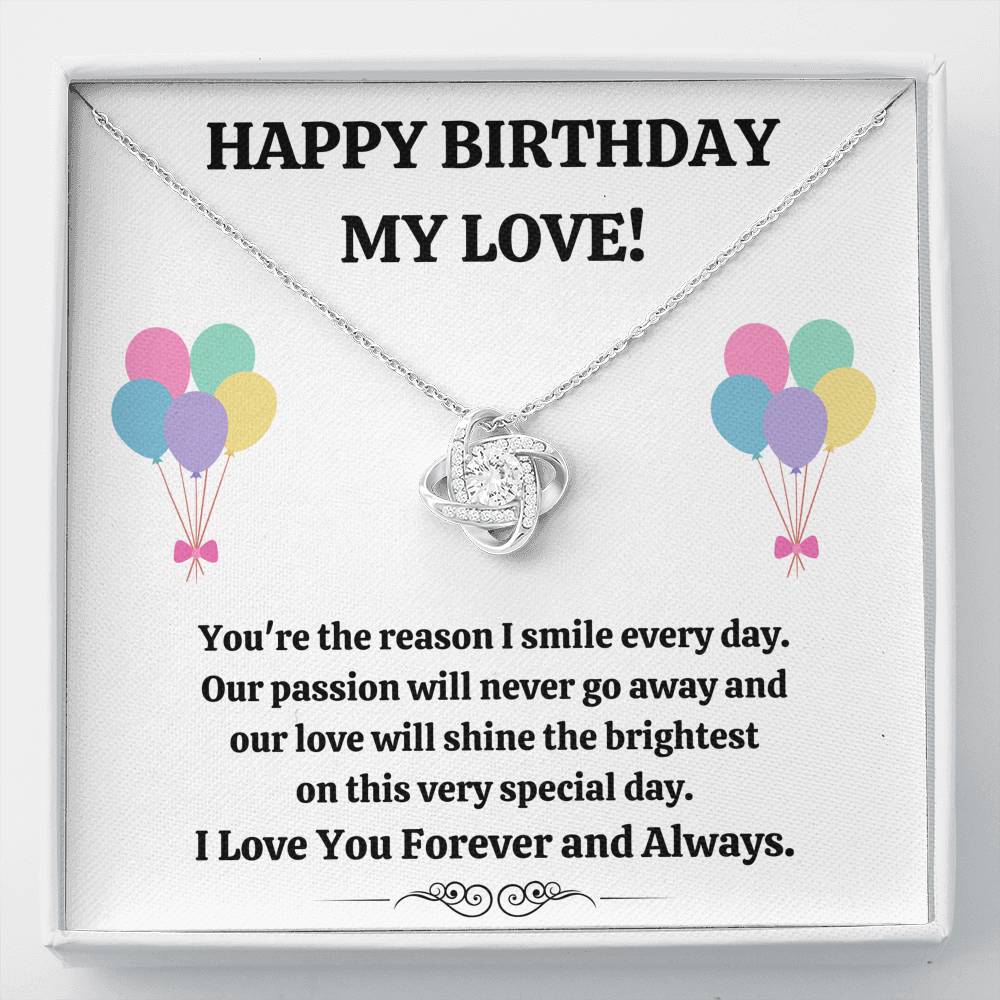 TO MY LOVE "REASON I SMILE" LOVE KNOT NECKLACE BIRTHDAY GIFT SET - ON CLOUD NINE GIFTS